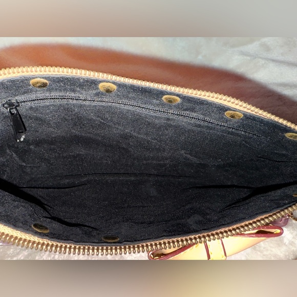 Black Multicolor Studded Monogram Shoulder Bag Tan Trim Bow Detail W Bag Chain! - Picture 11 of 12